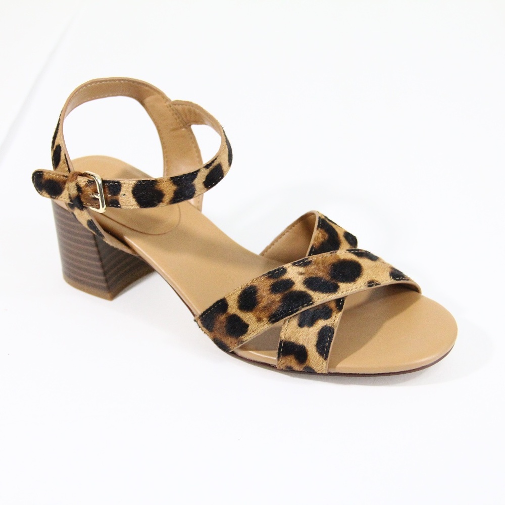 J Crew Heel Sandals NEW Animal Print Shoes Women sz 7.5 - Picture 5 of 8
